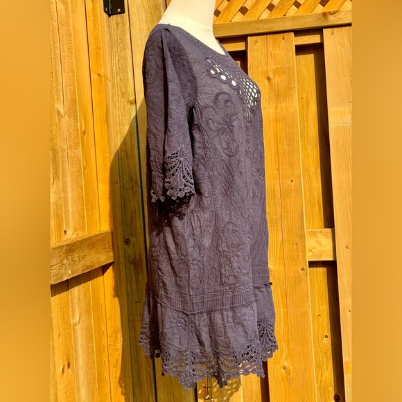 🆕 FARM Rio 🧿 NWOT Navy Blue Crochet Tunic Dress, Sz M - Picture 8 of 16